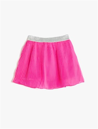 Koton Mini Etek Pilili Astarlı Simli Beli Lastikli