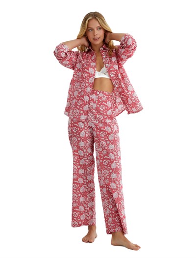 Koton Pijama Üstü Uzun Kollu Gömlek Yaka Düğmeli Pamuklu