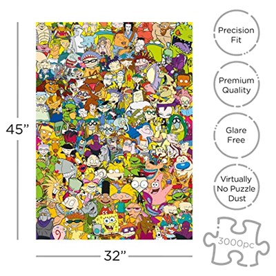 KOVA BURCU Nickelodeon 90lar Bulmaca (3000 Parça Puzzle) - Resmen Lisanslı Nickelodeon Mal ve Koleksiyon - Glare Free - Hassas Fit - hemen hemen yok Dust Bulmaca - 32 x 45 inç