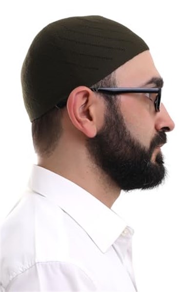 Koyu Haki Kışlık Çapraz Desenli Dokuma Takke