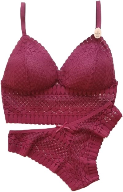 Koza Bordo Renk Bralet Takım Kırmızı 90B