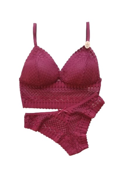 Koza Bordo Renk Bralet Takım Kırmızı 90B
