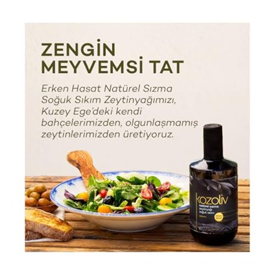 Kozoliv 2025-26 Yeni Sezon Erken Hasat Soğuk Sıkım Zeytinyağı 500 ML Cam Şişe