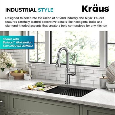 KRAUS Allyn Endüstriyel Pull-Down Tek Saplı Mutfak Bataryası Spot-Free Paslanmaz Çelik, KPF-4102SFS