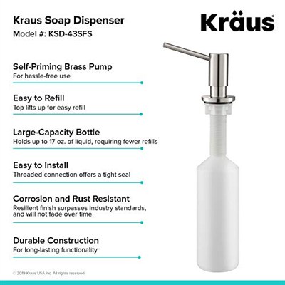 Kraus KSD-43SFS Mutfak Sabunu ve Losyon Dispenseri, Lekesiz Paslanmaz Çelik