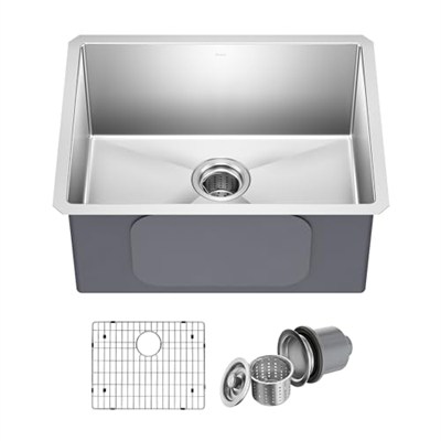 KRAUS Standart PRO 60 cm 16 Ayar Alttan Montaj Tek Kase Paslanmaz Çelik Mutfak Lavabosu, KHU101-23