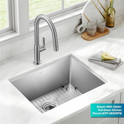 KRAUS Standart PRO 60 cm 16 Ayar Alttan Montaj Tek Kase Paslanmaz Çelik Mutfak Lavabosu, KHU101-23