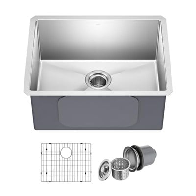 KRAUS Standart PRO 60 cm 16 Ayar Alttan Montaj Tek Kase Paslanmaz Çelik Mutfak Lavabosu, KHU101-23