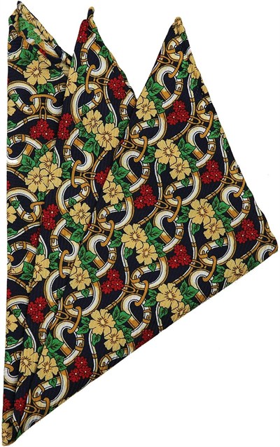 Kravatkolik Çok Renkli Motif Baskılı İpek Mendil SPS357