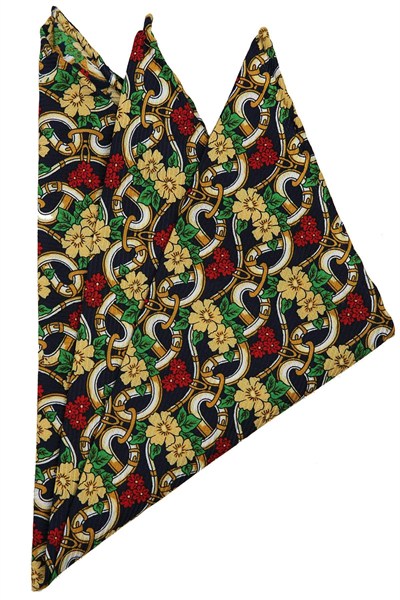 Kravatkolik Çok Renkli Motif Baskılı İpek Mendil SPS357