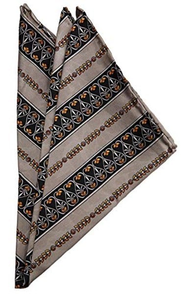 Kravatkolik Gri Motif Baskılı İpek Mendil SPS426