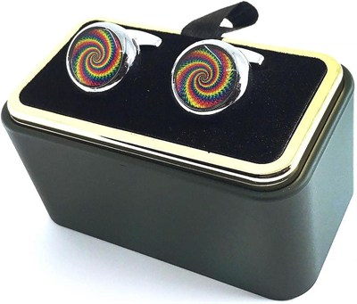 Kravatkolik Gümüş Renk Yuvarlak Renk Detaylı Kol Düğmesi KD1447