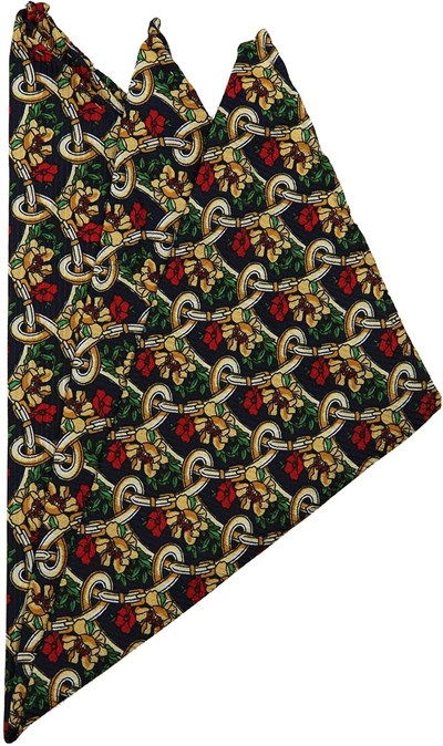 Kravatkolik Lacivert Motif Baskılı İpek Mendil SPS281