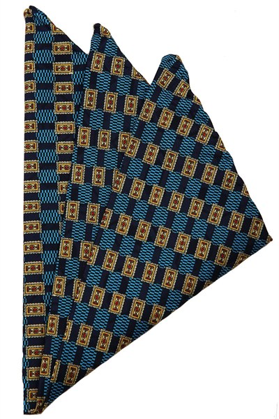 Kravatkolik Lacivert Motif Baskılı İpek Mendil SPS436
