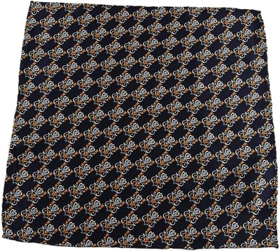 Kravatkolik Lacivert Motif Baskılı İpek Mendil SPS126
