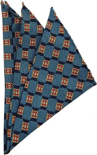 Kravatkolik Lacivert Motif Baskılı İpek Mendil SPS154