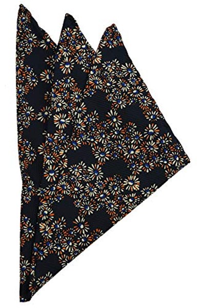Kravatkolik Lacivert Motif Baskılı İpek Mendil SPS285