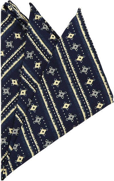 Kravatkolik Lacivert Motif Baskılı İpek Mendil SPS150