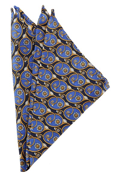 Kravatkolik Mavi Motif Baskılı İpek Mendil SPS137