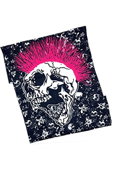 Kravatkolik Punk Skull Siyah Fuşya Bandana BND14