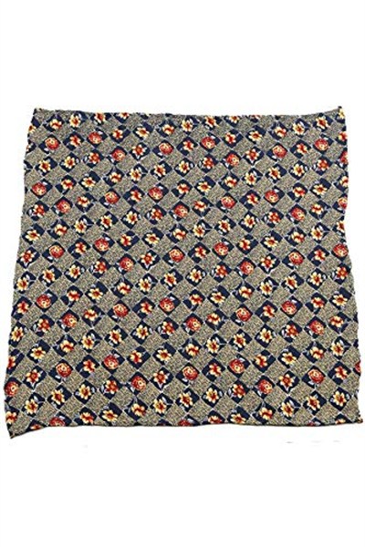 Kravatkolik Sarı - Lacivert Motif Baskılı İpek Mendil SPS187