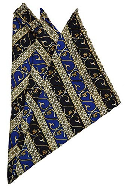 Kravatkolik Sarı - Lacivert Motif Baskılı İpek Mendil SPS413
