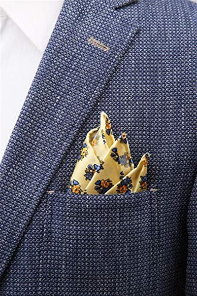 Kravatkolik Sarı Motif Baskılı İpek Mendil SPS289