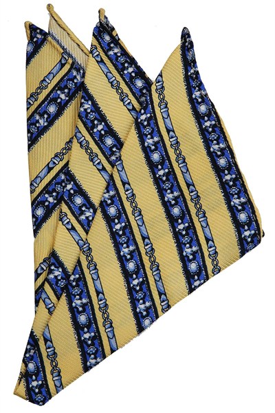 Kravatkolik Sarı Motif Baskılı İpek Mendil SPS325