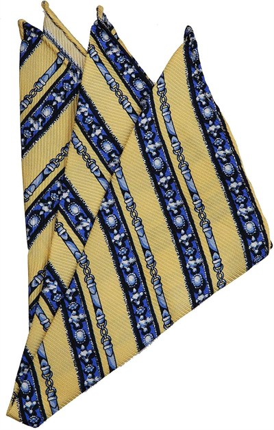 Kravatkolik Sarı Motif Baskılı İpek Mendil SPS325