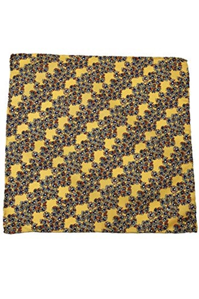 Kravatkolik Sarı Motif Baskılı İpek Mendil SPS333