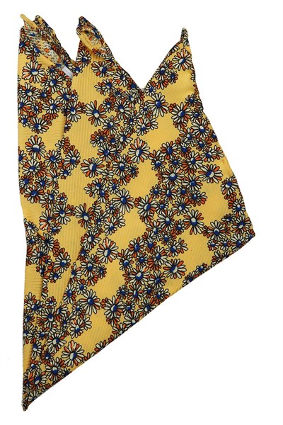 Kravatkolik Sarı Motif Baskılı İpek Mendil SPS333