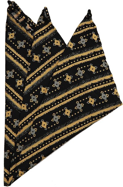 Kravatkolik Siyah Motif Baskılı İpek Mendil SPS328