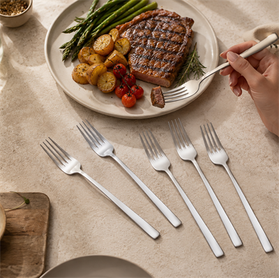 Krc Flame 6lı Yemek Çatalı Platin