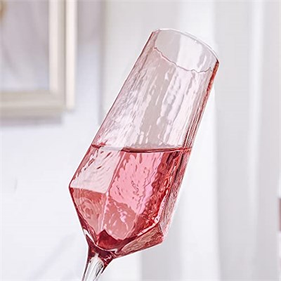 Kristal Şampanya Flüt 236 ml Pembe Düğün Şampanya Kadehleri Şık Şampanya Flüt Zarif 4lü Set Düğün Yıl Dönümü Noel için (Pembe)