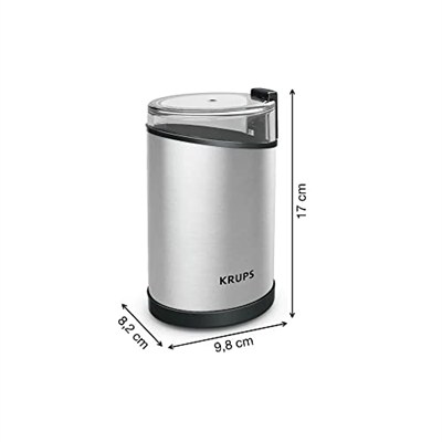 Krups Fast Touch GX204D elektrikli kahve değirmeni, paslanmaz çelik, 200 Watt güç, siyah, 75 g