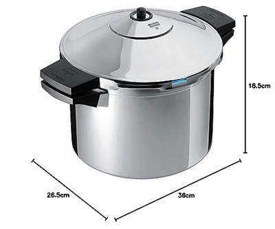 KUHN RIKON 3016 Düdüklü Tencere/Düdüklü Tencere DUROMATIC Inox Yan Sap Modeli, İndüksiyon, Paslanmaz Çelik, Gümüş, 4 Litre/24 cm