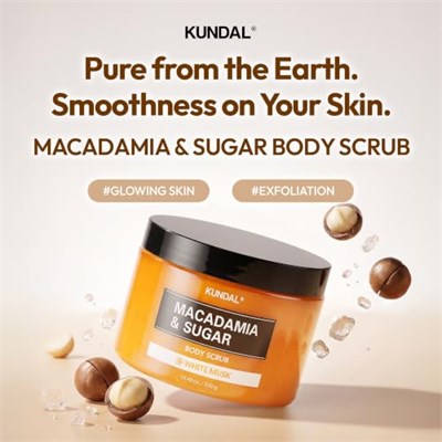 KUNDAL Macadamia Özlü Vücut Peelingi Macadamia & Sugar Body Scrub 550g (White Musk)