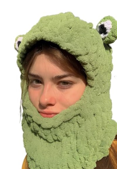 Kurbağa Puffy Bere, Balaclava, El Örgüsü Maske & Bere