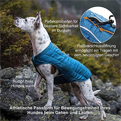 Kurgo Loft Köpek Ceketi - Ters Çevrilebilir Polar Kışlık Mont - Soğuk Hava Koruması - Koşum Takımı veya Ek Katmanlarla Giyin - Yansıtıcı Vurgula - Bedenler: XS, S, Extra Small, M, Medium, L, Large, XL