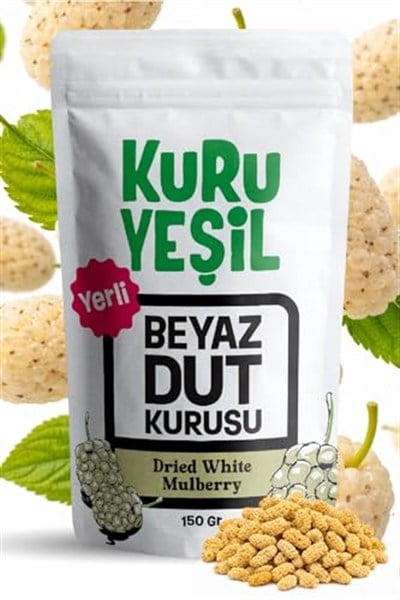 Kuru Yeşil Doğal Beyaz Dut Kurusu 150 gr - Şekersiz ve Katkısız, Geleneksel Yöntemlerle Kurutulmuş, Süper Gıda, Doğal Enerji Kaynağı, Vegan ve Glutensiz Kuru Meyve