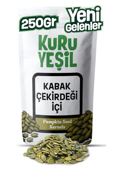 Kuru Yeşil Doğal Çiğ Kabak Çekirdeği İçi 250 gr - Tuzsuz, Katkısız ve Soyulmuş - Yüksek Protein ve Magnezyum Kaynağı Sağlıklı Atıştırmalık
