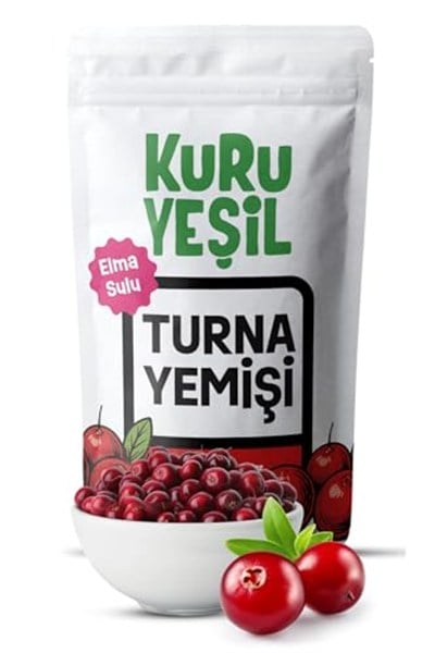 Kuru Yeşil Doğal Turna Yemişi 100 gr - Elma Suyu ile Tatlandırılmış Kurutulmuş Cranberry - Rafine Şekersiz, Katkısız ve Sağlıklı Atıştırmalık