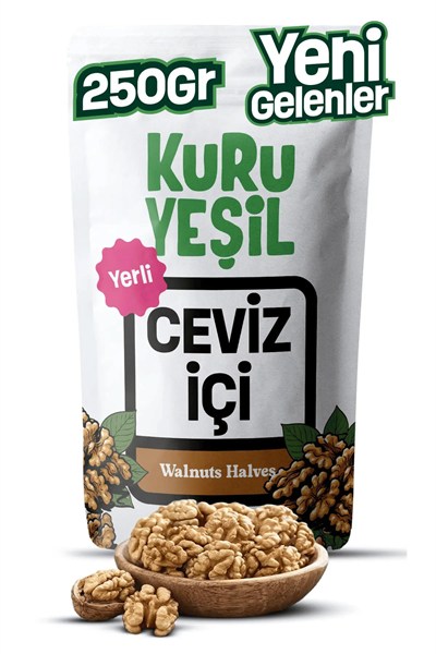 Kuru Yeşil Yerli Ceviz İçi 250 gr - Birinci Sınıf Taze Ceviz, Doğal ve Çiğ, Omega-3 Kaynağı, Katkısız ve Koruyucusuz, Sağlıklı Atıştırmalık