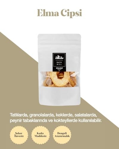 Kurutulmuş Elma Meyve Cipsi Katkı Maddesiz - Şeker İlavesiz 30 gr
