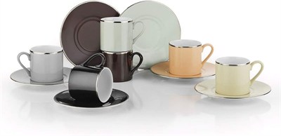 Kütahya Porselen Rüya Renkli 6 Kişilik 12 Parça Kahve Fincan Takımı, 90 ml
