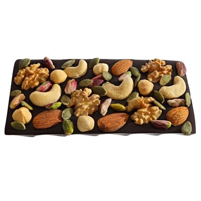 Kuvertür Çikolata Badem Kaju Ceviz Fındık Antep fıstığı Kabak Çekirdeği İçeren Besleyici Lüks Kuvertür Çikolata 130gram (Standart, Bitter Çikolata)
