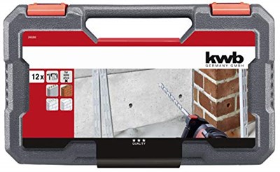 kwb SDS-Plus darbeli matkap seti, 12 parçalı taş ve beton matkap seti, plastik çanta içinde