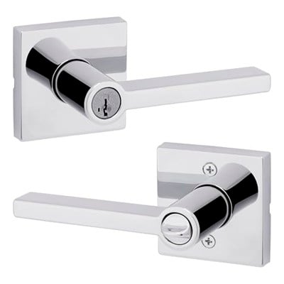 Kwikset Halifax Kapı Kolu Akıllı Anahtar Anahtar Anahtar Güvenlik Anahtarlı Giriş Kilidi, Cilalı Krom Kare Gül