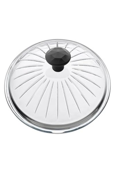 L K Laurel Kitchen Borcam Kapak Isıya Dayanıklı Tava Tencere ve Sahan Uyumlu Tepelikli Şık Desenli 24 cm Kapak