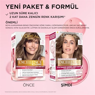 L’Oréal Paris Excellence Creme 7.1 Küllü Kumral Saç Boyası